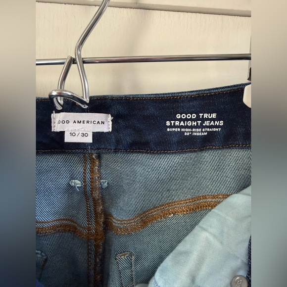 NWT Good American Good True Straight Jeans Super High Rise 10/30 Dark Blue - Picture 6 of 6